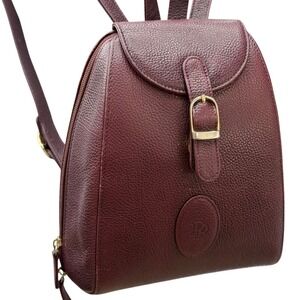 Vintage Burgundy Pebbled Leather Mini Backpack 70s Classic Academia Luxury